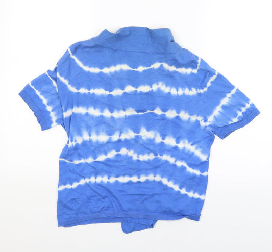 Petite Womens Blue Striped Cardigan Jumper Size 16