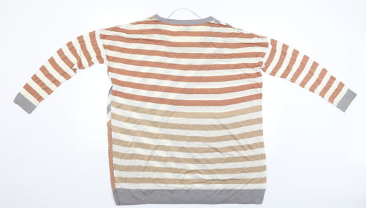H&M Womens Beige Striped Pullover Jumper Size L