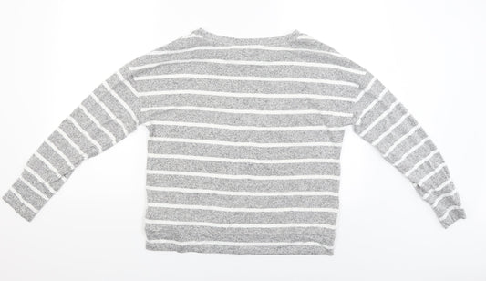 The lounge edit Womens Grey Striped Pullover Jumper Size 12