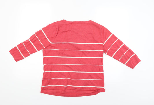 BM Womens Pink Striped Pullover Jumper Size M
