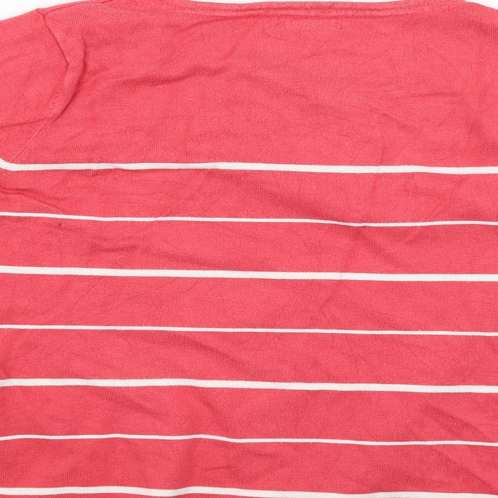 BM Womens Pink Striped Pullover Jumper Size M