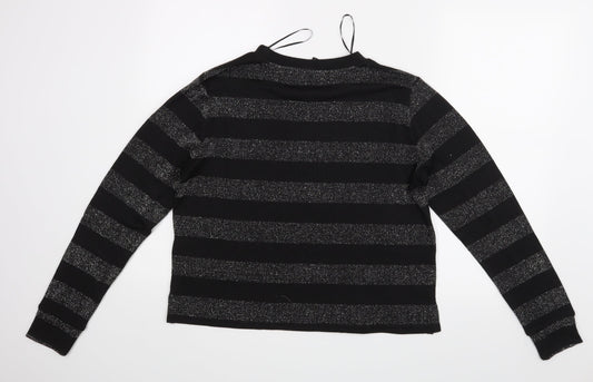 Divided Womens Black Striped Basic Blouse Size M