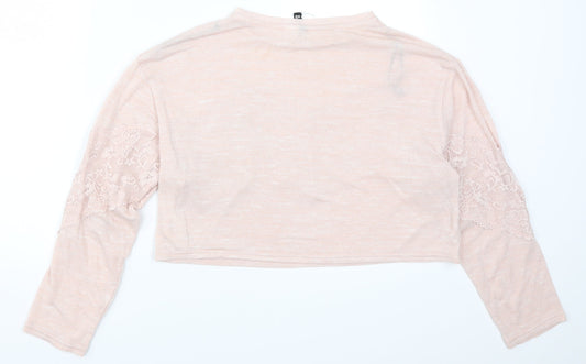 H&M Womens Pink Lace Basic T-Shirt Size XS