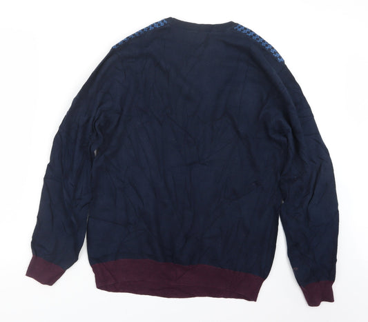 Easy Mens Blue Knit Pullover Jumper Size M