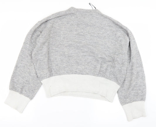 H&M Womens Grey Knit Pullover Jumper Size XS - Cropped