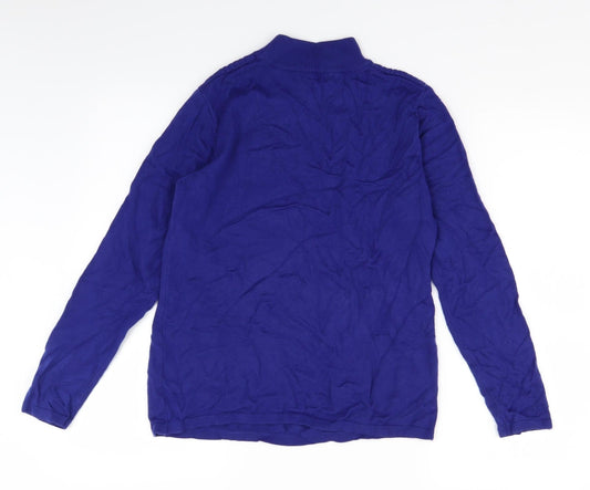 Bm Colelction Womens Blue Knit Pullover Jumper Size S
