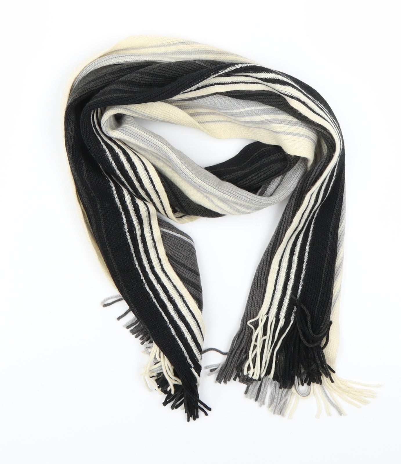 H&M Mens Grey Striped Scarf One Size