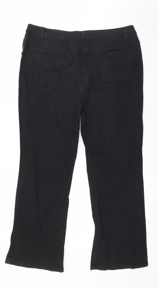 Preworn Womens Black Denim Straight Jeans Size 16 L27 in