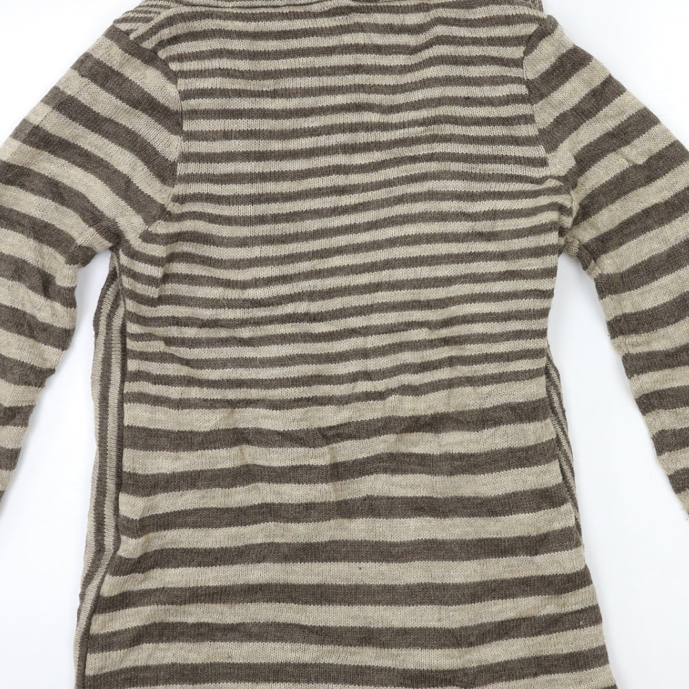 Cocogio Womens Beige Striped Knit Cardigan Jumper Size M
