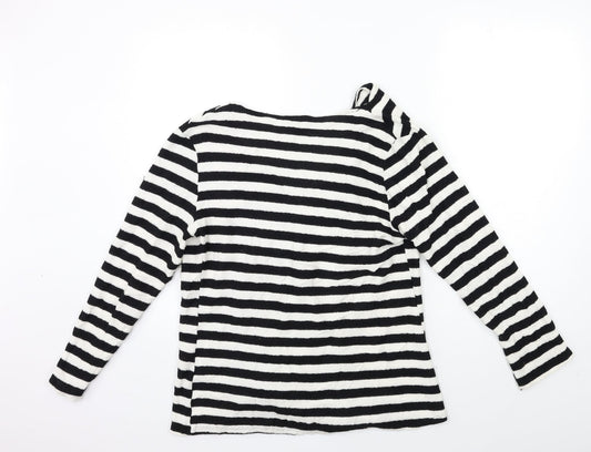 Saloos Womens Black Striped Knit Cardigan Jumper Size 12