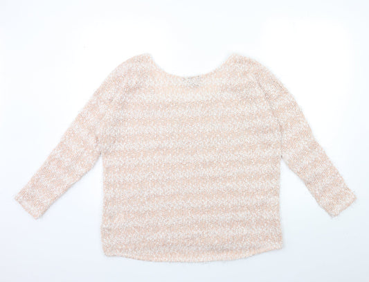 H&M Womens Pink Striped Knit Pullover Jumper Size M