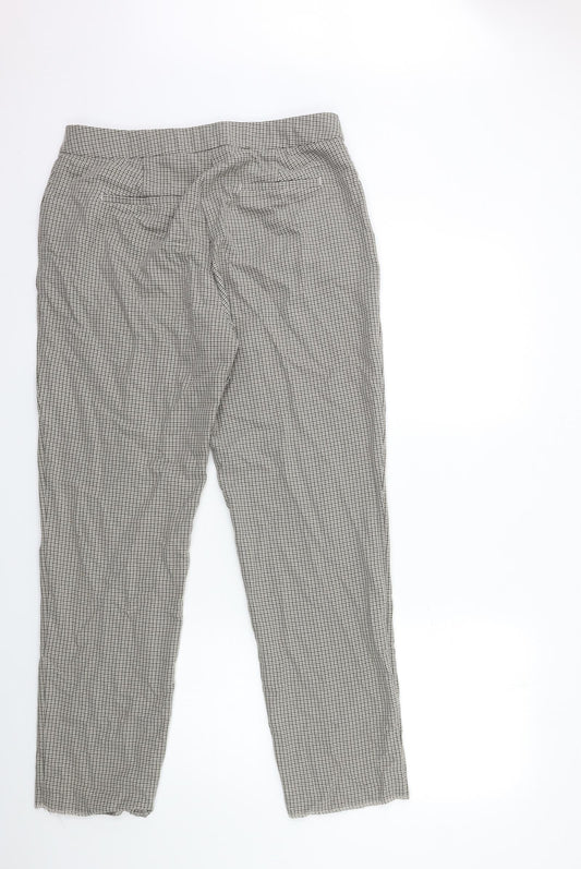 Marks and Spencer Womens Beige Check Trousers Size 14 L30 in