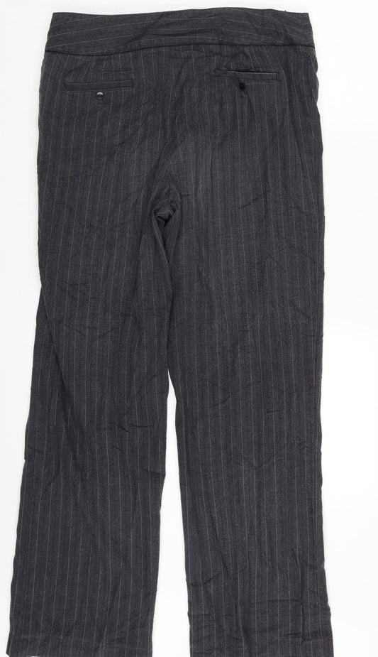 Preworn Womens Grey Striped Trousers One Size L29 in