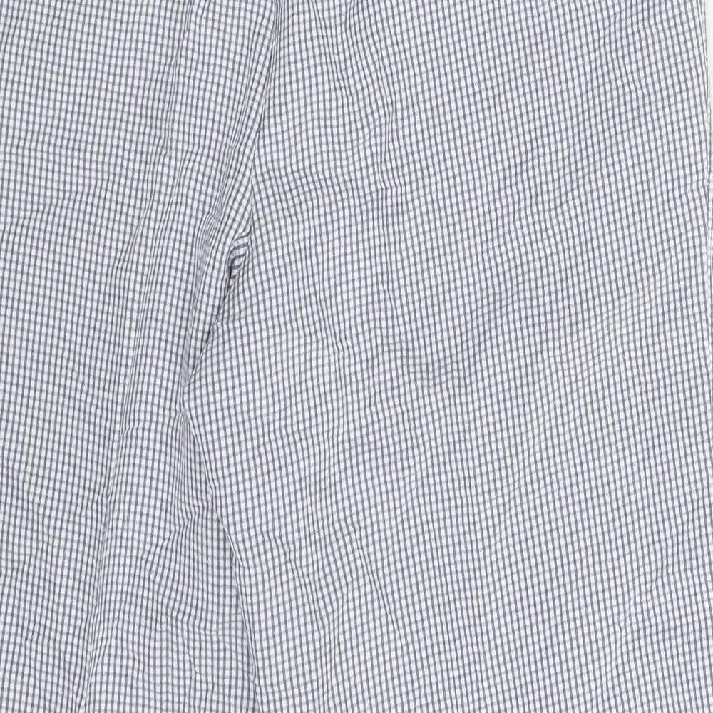 M&S Womens White Check Sweatpants Trousers Size 8 L23 in