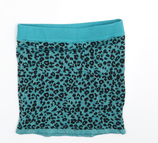 H&M Girls Green Animal Print Mini Skirt Size 12-13 Years