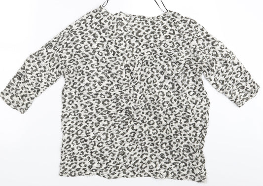 Divided Womens White Animal Print Basic T-Shirt Size XS
