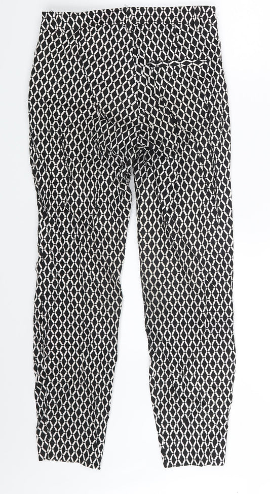 H&M Womens Black Argyle/Diamond Trousers Size 4 L25 in