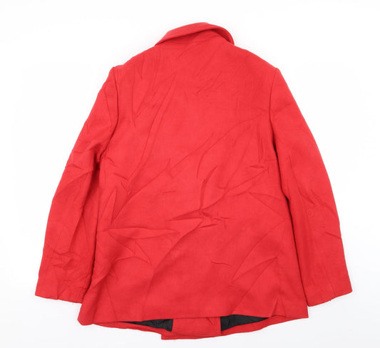 isle Womens Red Overcoat Coat Size 14