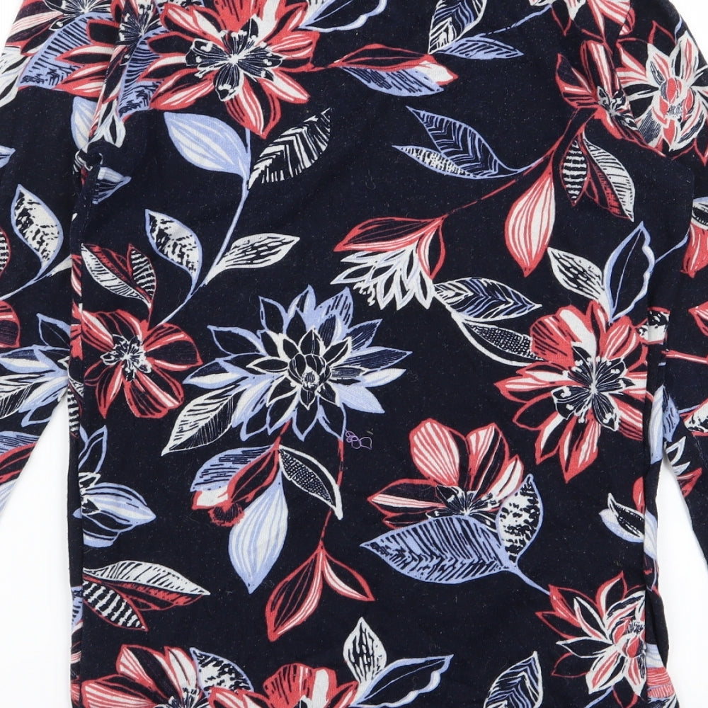 M&S Womens Blue Floral Basic T-Shirt Size 8