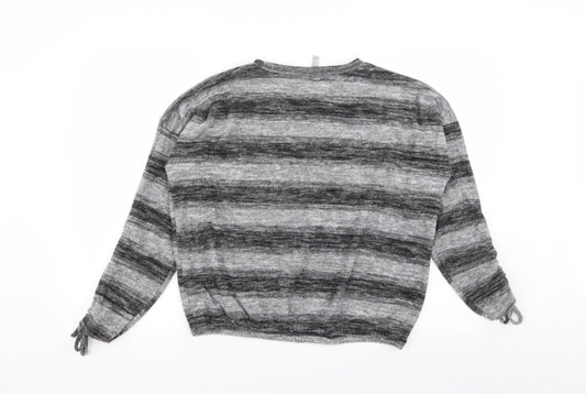 intuition Womens Grey Striped Pullover Jumper Size 12