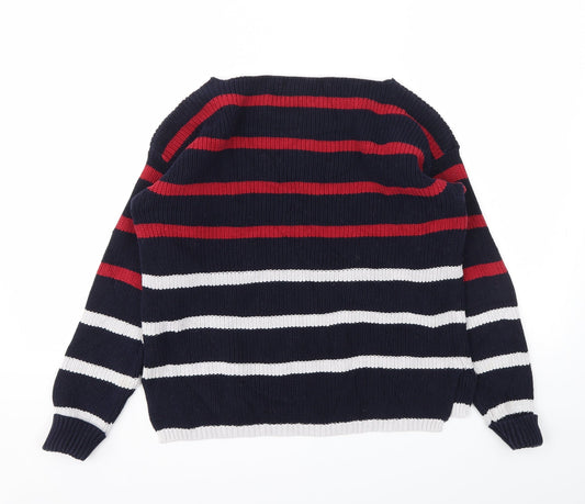 M&S Womens Blue Striped Pullover Jumper Size M