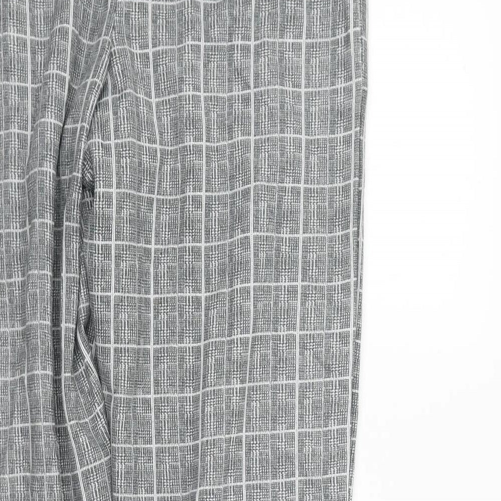 Mega Womens Grey Check Trousers Size 14 L28 in
