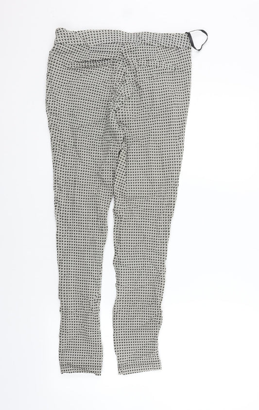 Dorothy Perkins Womens Silver Geometric Trousers Size 8 L26 in