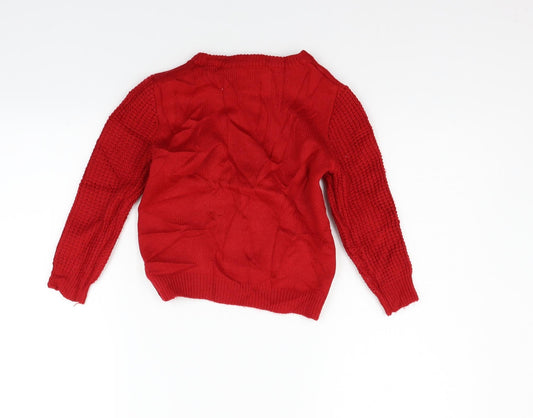 Primark Girls Red Pullover Jumper Size 4-5 Years - christams