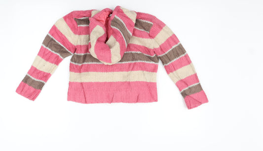 Girl2Girl Girls Orange Striped Full Zip Jumper Size 4-5 Years