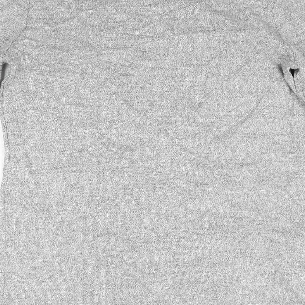 Brand and care label for ASOS men’s grey jumper, size S