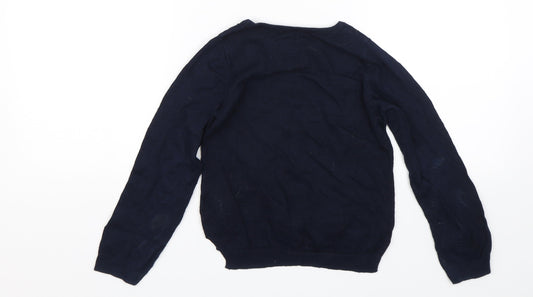 H&M Girls Blue Geometric Pullover Jumper Size 5 Years - Stars