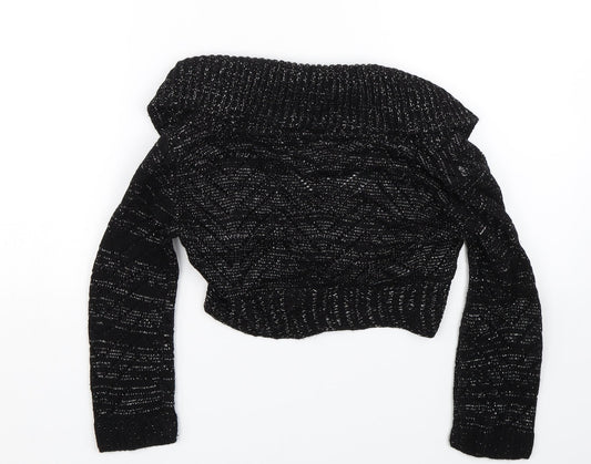 Ethel Austin Girls Black Knit Cape Jumper Size 11-12 Years