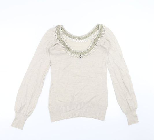 Topshop Womens Beige Knit Pullover Jumper Size 10