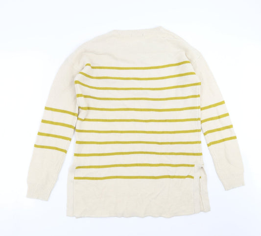 Sainsburys Womens Beige Striped Knit Pullover Jumper Size 12
