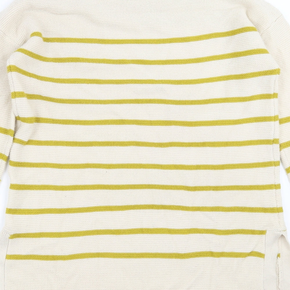 Brand and care label for TU women’s beige striped knit jumper, size UK 12