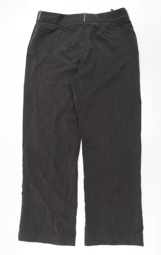 Mia Moda Womens Grey Trousers Size 14 L29 in