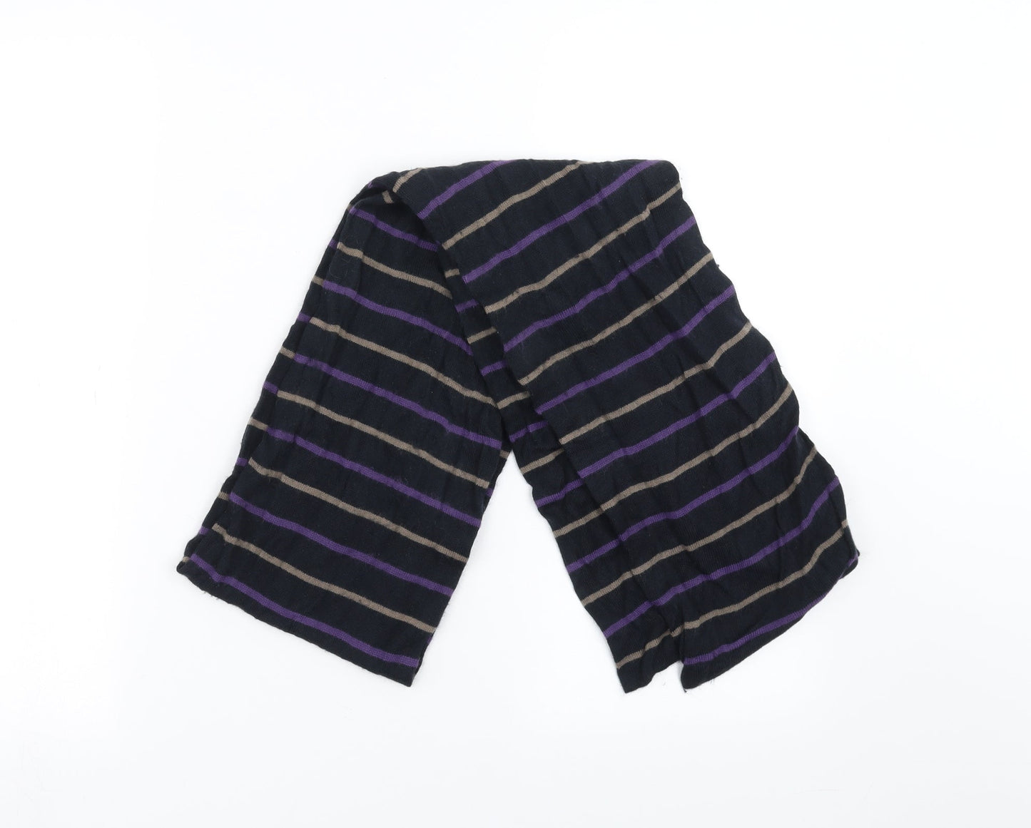 Preworn Womens Black Striped Scarf