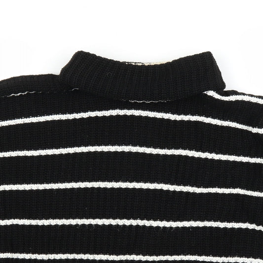 PRETTYLITTLETHING Womens Black Striped Pullover Jumper Size S