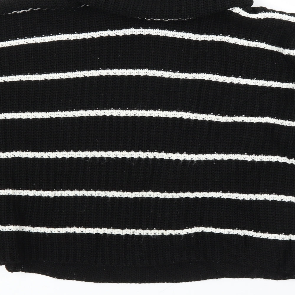 PRETTYLITTLETHING Womens Black Striped Pullover Jumper Size S