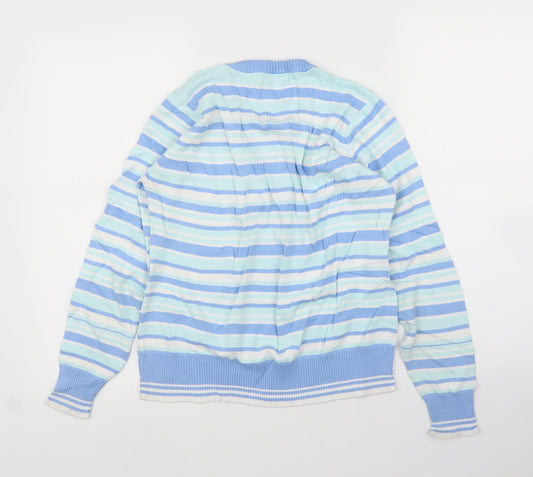 EWM Womens Blue Striped Pullover Jumper Size 14