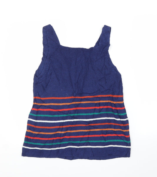 Preworn Womens Blue Striped Basic Tank Size L