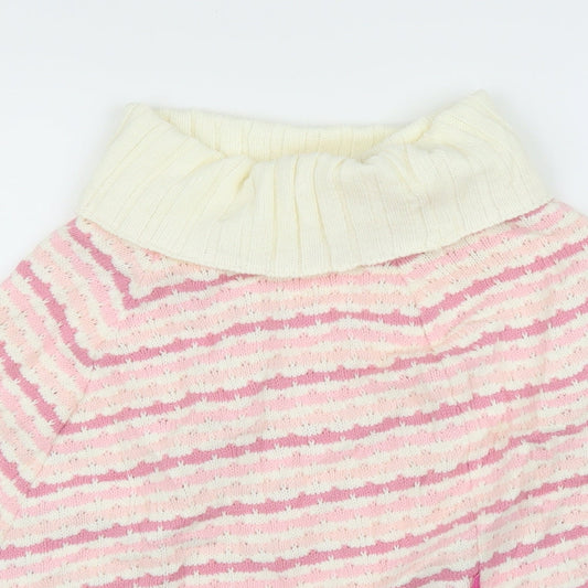 Pineapple Girls Pink Striped Pullover Jumper Size M - Poncho