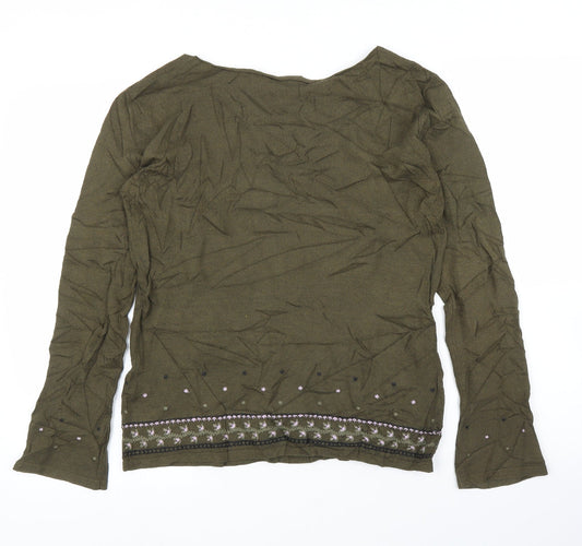 Linea Womens Green Floral Pullover Jumper Size L