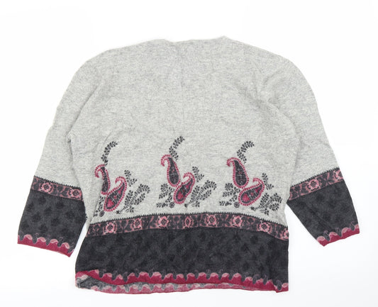 Alex & Co Womens Grey Paisley Basic Blouse Size M