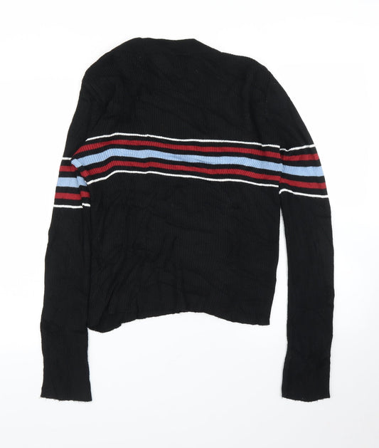 Cooperative Womens Black Striped Basic Blouse Size M