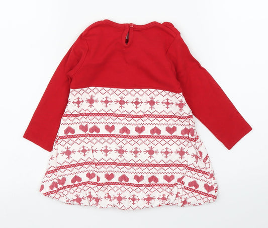 George Girls Red Fair Isle A-Line Size 9-12 Months