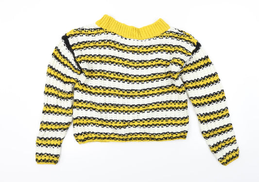Topshop Womens White Striped Pullover Jumper Size 6