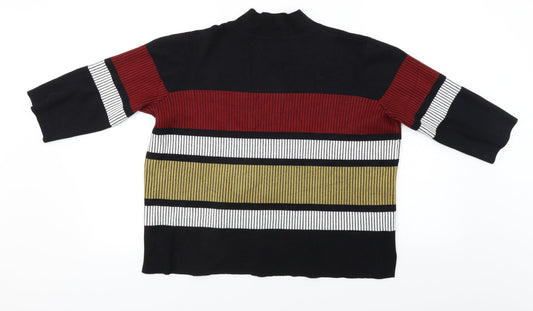 Papaya Womens Black Striped Pullover Jumper Size 18