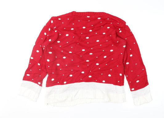 Glimpse Design Womens Red Fair Isle Pullover Jumper Size M - Xmas
