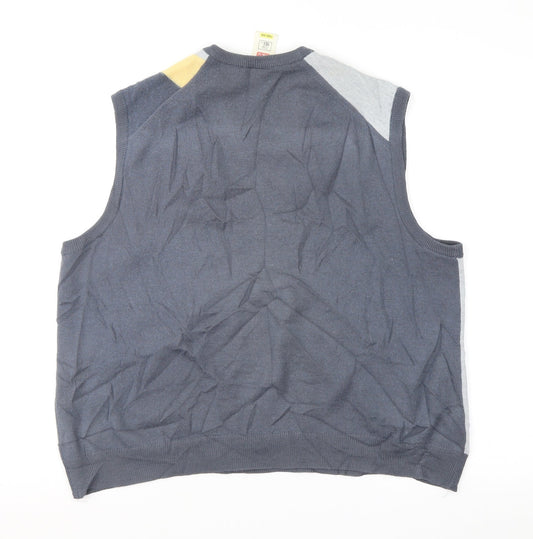 St Michael Mens Grey Geometric Vest Jumper